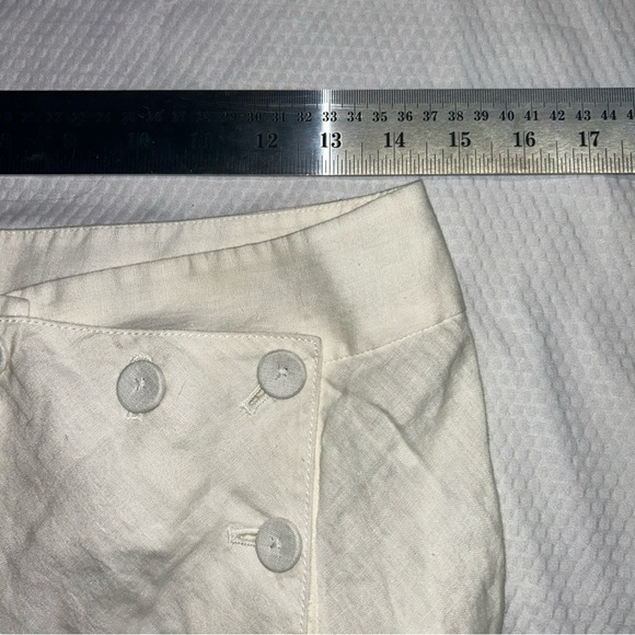 J. Crew Off-White A-Line Skirt with Button Accents Linen Soft - Picture 5 of 7